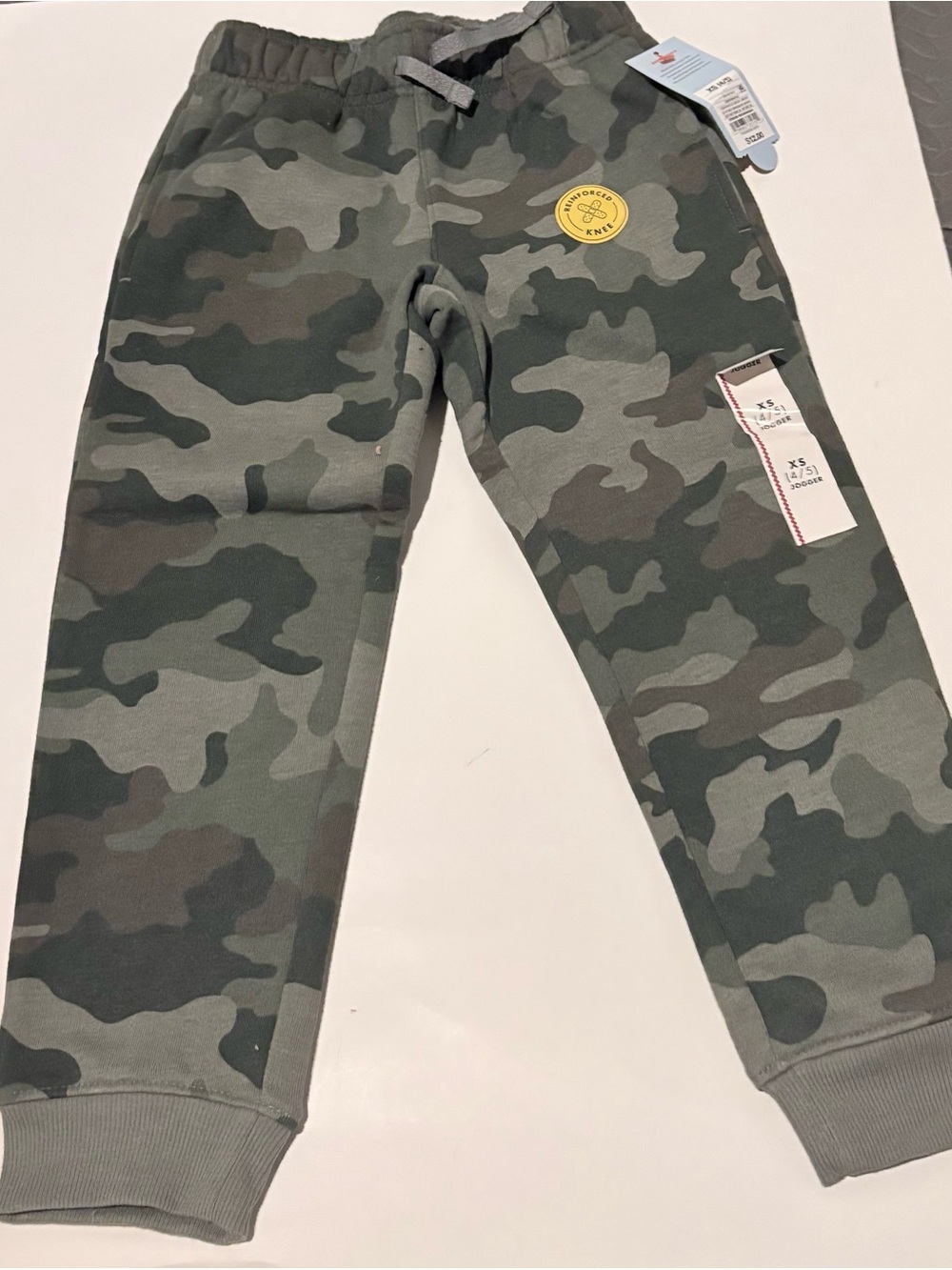 Cat & Jack Green Camo Joggers with Badge Detail
